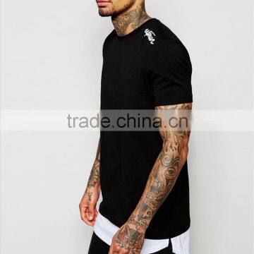 printed words cotton short sleeves O-collar men long casual t-shirt OEM service