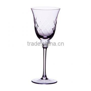 White Wine Glass with light purple color spraying and cutting