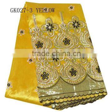 yellow 2016 high quality heavy beaded george fabric embroidery indian george wrappers for dashik ankara clothing