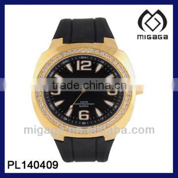 RHINESTONE SET WATCH PLASTIC BAND WATCH ALLOY CASE FOR WOMEN RHINESTONE WATCH