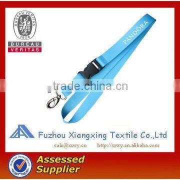 Polyester thick flat lanyard neck strap with key ring