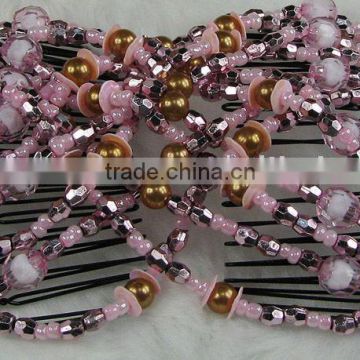 beads double hair comb/crystal hair accessory