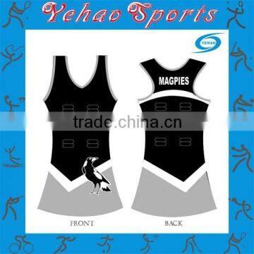 Latest design netball dress digital printing with embroidery