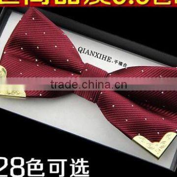 Men's dress double tie groom groomsman married British Korean metal bow tie tide box