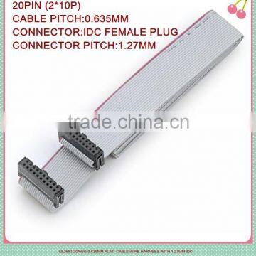 16 pin 1.27mm pitch IDC plug Flat Power cable, 16pin 0.635 flat wire power cable for computer