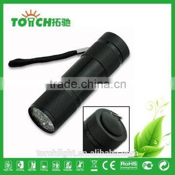 9 Leds Flash Light Black Hiking Camping Mini 9-LED Super Bright Torch Lamp Flashlight Linterna for AAA Battery photo-4