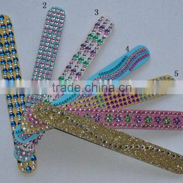 Nail file with rhinestones