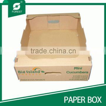 BROWN PRINTED PAPER TRAY FOR VEGETABLE LIKE MINI CUCUMBERS photo-3