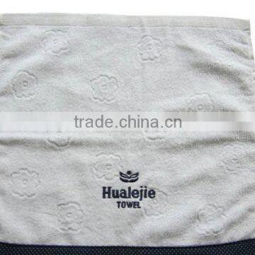 cotton terry square towel with letters embroidery&border