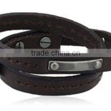 Factory direct wholesale hot Fashion 316l stainless steel Millefiori leather bio magnetic bracelet