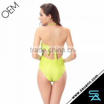 SAUANN Push Up Solid Color Block One-Piece Swimwear photo-6
