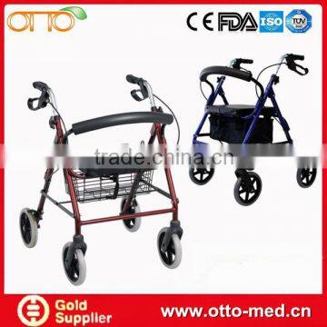 Aluminum 4 wheels folding rollator walker for old man