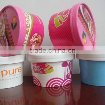 100ml Gloss Paper ice cream/dessert/Yogurt Container, Cup with Flat Lid,Spoon,Wooden Stick