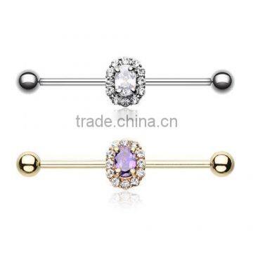 Sparkle Prong Gem Industrial Barbell Cartilage