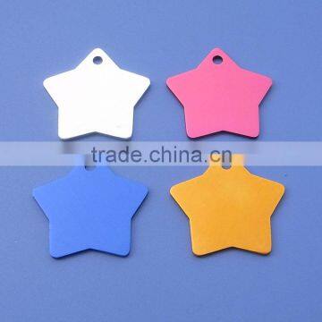 star shape stainless anodized ID pets tag metal charm dog tag