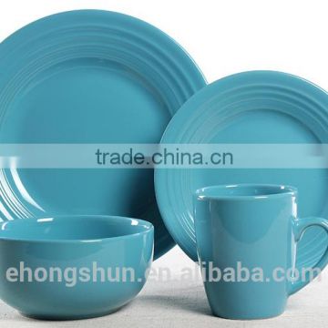 16pc stoneware color glaze/embossed dinnerware set