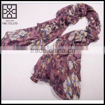 2015 Knitting Purple Flower Pattern Acrylic Scarves