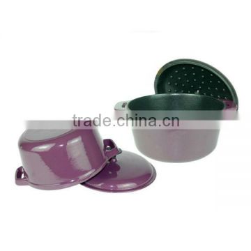 enamel purple cast iron cookware casserole