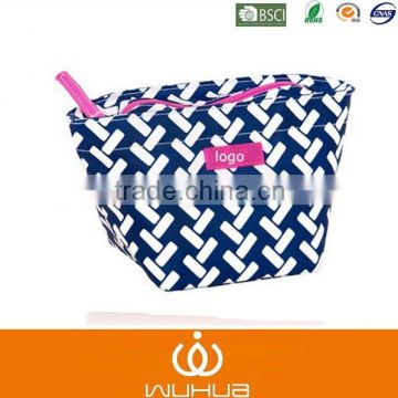 2015 factory new design cotton monogram & woven cosmetic bag for ladies