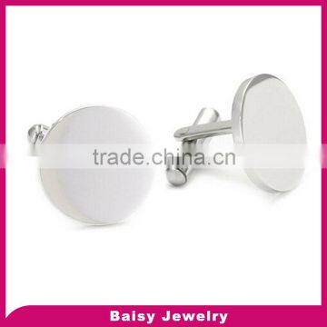 Round Shiny High Polish stainless steel custom engraved logo cufflinks