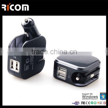 Patent car usb charger built in wall charger and usb port-UC311-Shenzhen Ricom