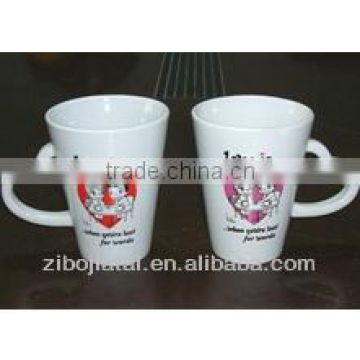 Heart Handle Conical Shape Couples Mug