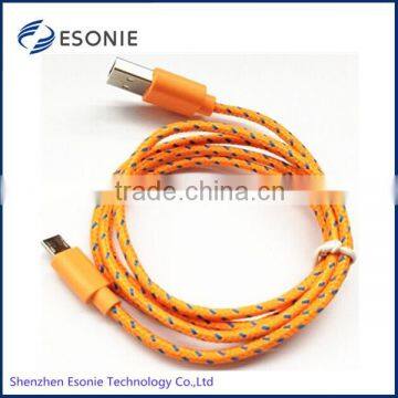 Popular nylon fabric color knitted micro usb charger cable for samsung smartphone                        
                                                Quality Choice