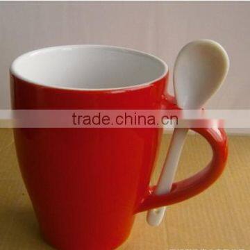 Creative Fashion Simple Mluti-color Different Shape Ceramic Coffee Mug With Inserting Spoon photo-5