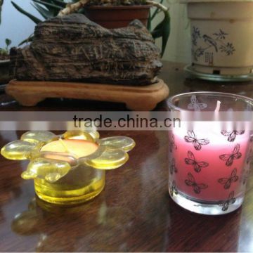 glass tealight cup with candle