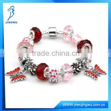 Pink And Red Beautiful Butterfly Crystal Bracelet