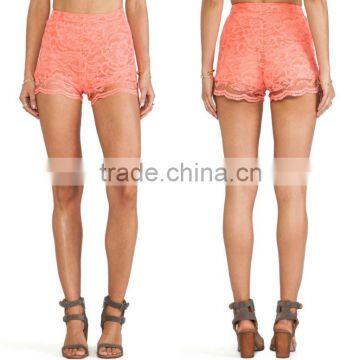 Crochet lace short in coral