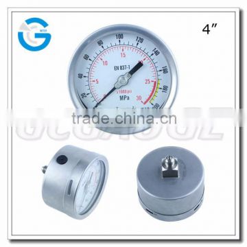 High quality stainless steel back connection manometer for liquids of 2000 bar