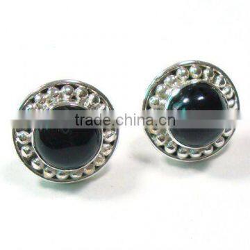 Black onyx ear studs 925 sterling silver