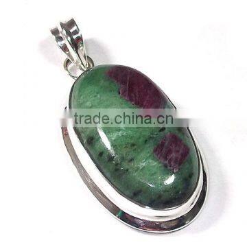 Ruby Zoisite pendant 925 silver jewelry wholesale Indian jewelry Fashion pendant semi precious gemstones