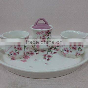 Daily Coffee/ Tea Set for Two People Two Cups with Sugar Jar Set