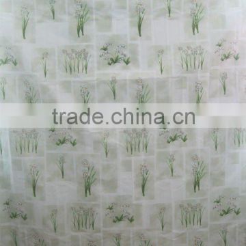 plant design polyester shower curtain with resin hooks