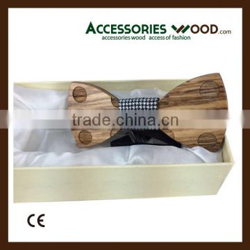 Hot Selling Engraved logo on wooden Bowties and customized wooden bow tie with gift box