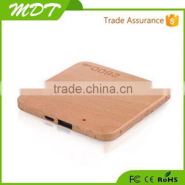 Factory direct wholesale 2600mah wood portable power bank , mini battery power bank from China