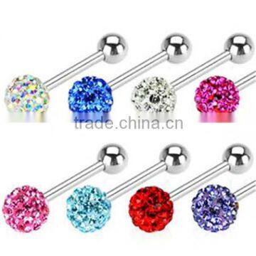 Glossy Crystal Ferido Tongue Ring Piercing middle tongue ring