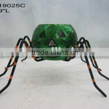 metal halloween glitter spider candle holder for halloween decoration