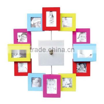 Color frame wall clock with 12 photo