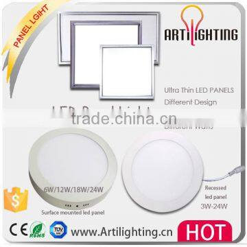 Hot sale Round Square ultra thin 3w 4w 6w 9w 12w 15w 18w 24w led panel light, 60x60 cm 36w 48w led panel light CE RoHS