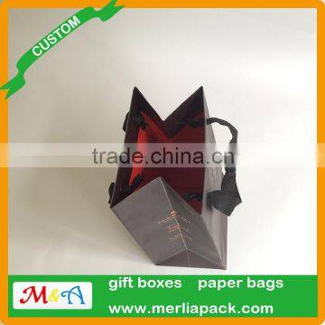 Accept Custom Order Gift Bags Polyester Sation Ribbon Knotted Black Eyelets Bags
