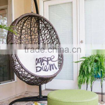 Bird's Nest Weaving Process Outdoor Hanging Chair With Cushion And Stand