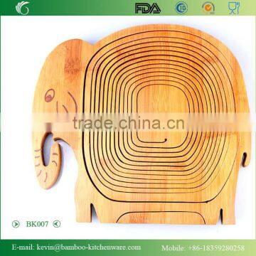 BK007/Eco-friendly Folding Bamboo Fruit Basket Elephant Shape Bamboo Fruit Basket photo-3