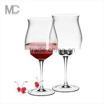 Wholesale Unique Wide Mouth Tulip Shaped Long Stem Wine Glass