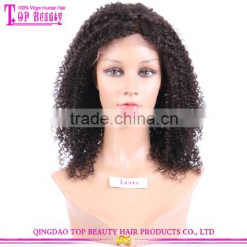 16 Inch kinky curly texture short human hair lace wig for black women