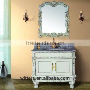 WTS-1288 40'' French Luxury Boutique Marble Bathroom Vanity and Mirror for Five Star Hotel photo-3