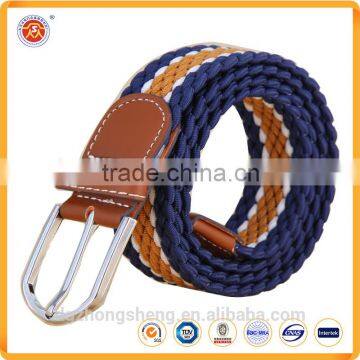 high quality custom cheap braided canvas waist belt with metal buckle wholesale