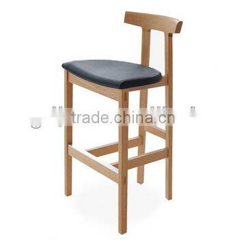 PU leather seater bar stool in wood color scandinavian bar chair